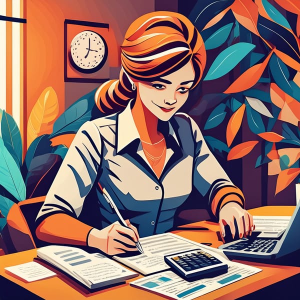 Woman working on her taxes